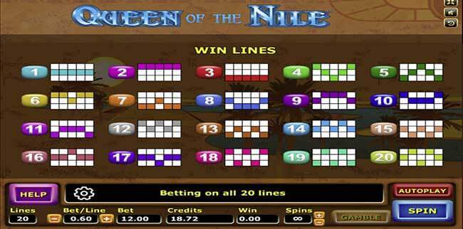 Lines เกม Queen OF The Nile