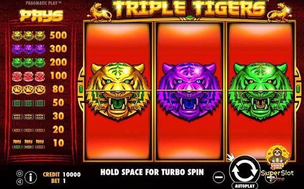 รูปแบบของการเล่นเกม Triple Tigers สล็อตเสือ 3 ตัว